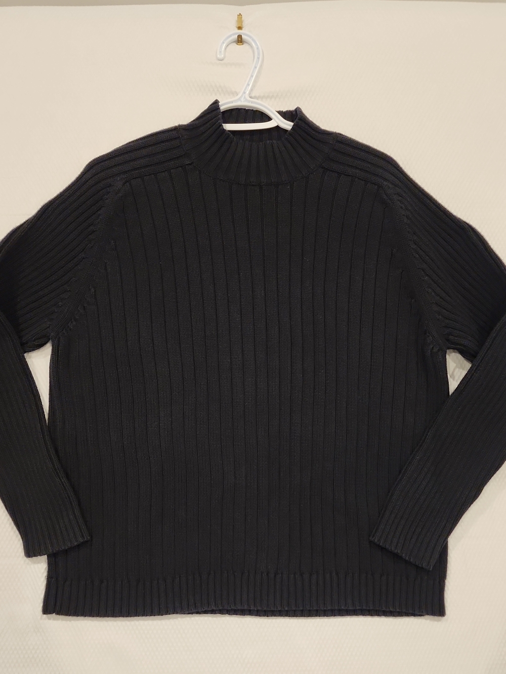 Eddie Bauer Black Heavy Knit 100% Cotton Sweater L